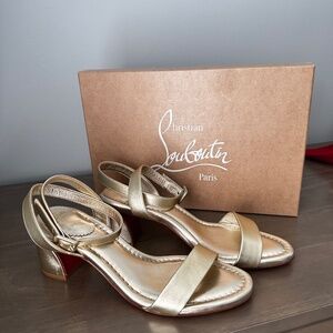 Christian Louboutin Sabina Gold heels nwt 38.5